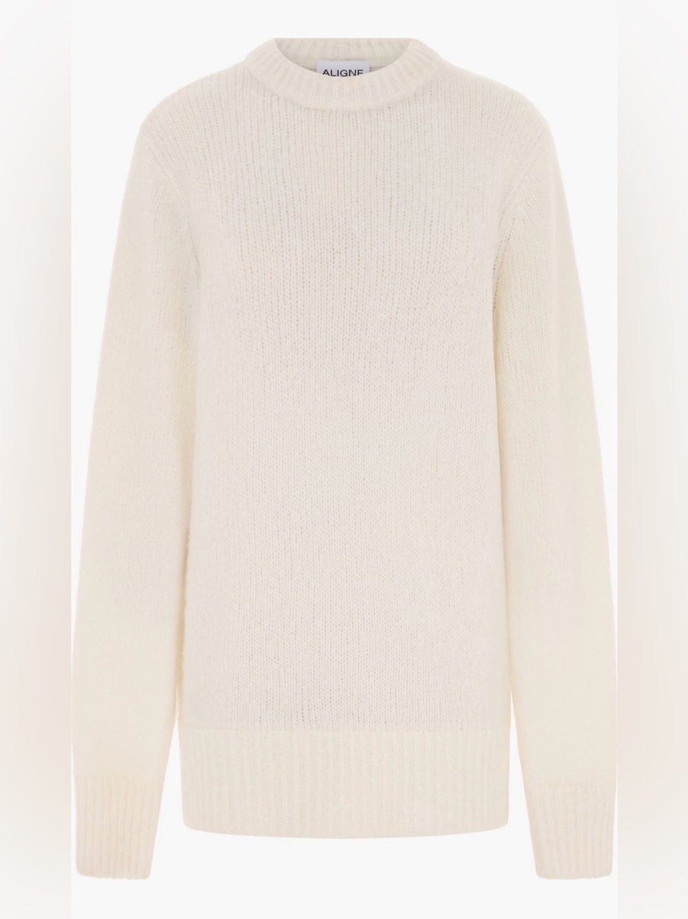 ALIGNE Liv Merino Wool Cashmere Blend Sweater Ivory Crewneck US 4 NWT Neutral